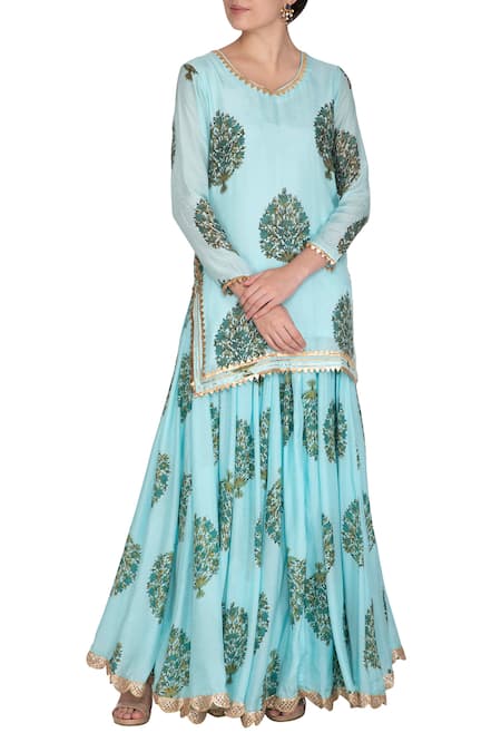 Yuvrani Jaipur Block Print Kurta & Skirt Set 