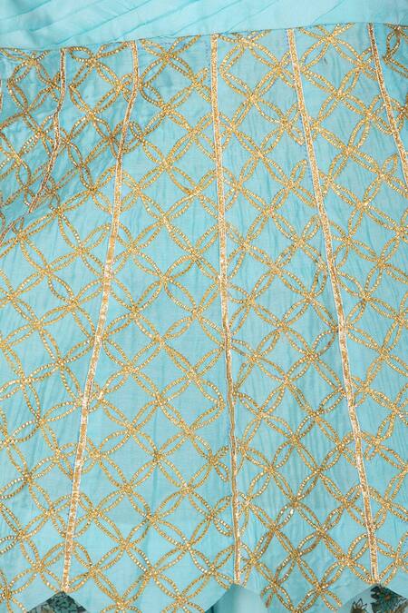 Yuvraani Jaipur Blue Muslin, Shantoon Asymmetric Draped Tunic And Sharara Set at Aza Fashions Yuvraani Jaipur_Blue Muslin, Shantoon Asymmetric Draped Tunic And Sharara Set _at_Aza_Fashions