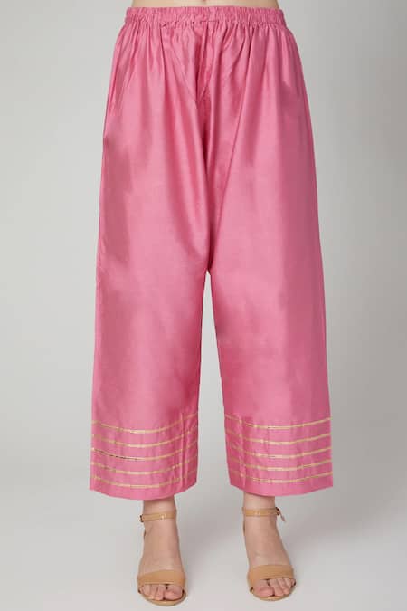 Yuvraani Jaipur_Pink Lining Shantoon Round Hand Block Print Kurta Set _Online_at_Aza_Fashions