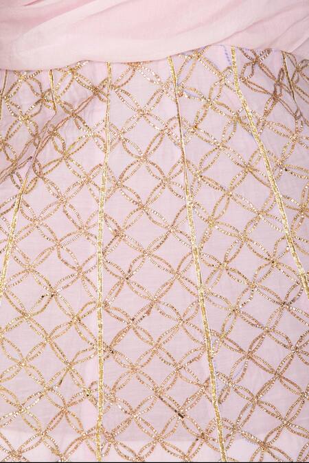 Yuvraani Jaipur Pink Muslin, Shantoon Asymmetric Draped Tunic And Sharara Set at Aza Fashions Yuvraani Jaipur_Pink Muslin, Shantoon Asymmetric Draped Tunic And Sharara Set_at_Aza_Fashions