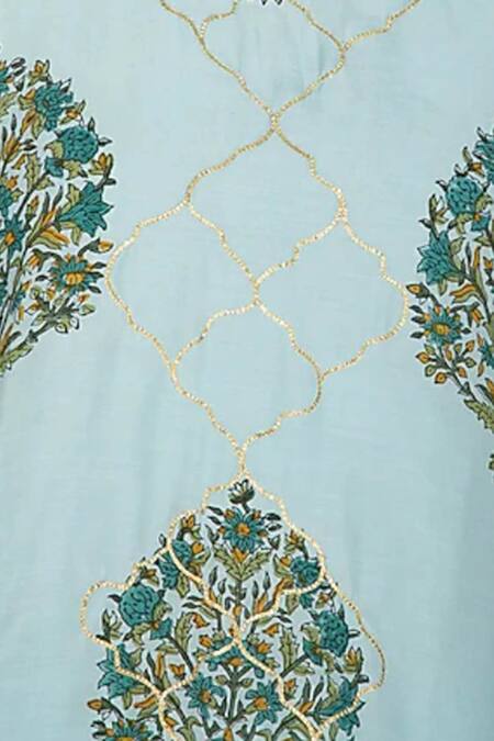 Shop Yuvraani Jaipur Blue Muslin, Shantoon Round Draped Tunic And Sharara Set Online at Aza Fashions Shop_Yuvraani Jaipur_Blue Muslin, Shantoon Round Draped Tunic And Sharara Set _Online_at_Aza_Fashions