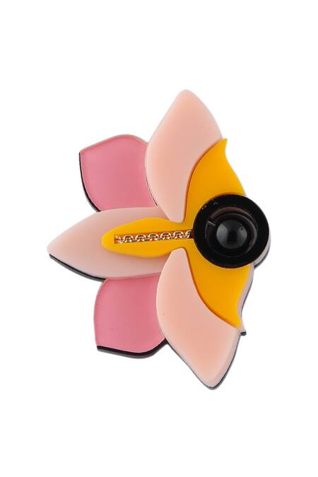 Buy_The YV Brand By Yashvi Vanani_Pink Bead The Daffodil Bud Stud Earrings_Online_at_Aza_Fashions