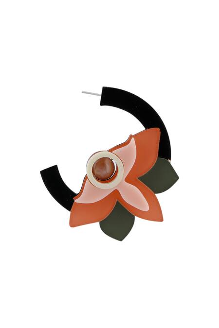 The YV Brand By Yashvi Vanani Peach Bead The Daffodil Hoops at Aza Fashions The YV Brand By Yashvi Vanani_Peach Bead The Daffodil Hoops_at_Aza_Fashions