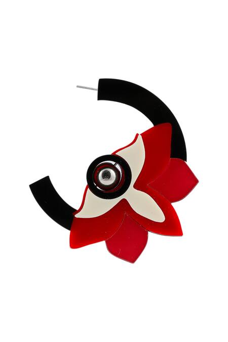 The YV Brand By Yashvi Vanani_Red Bead The Daffodil Hoops_at_Aza_Fashions