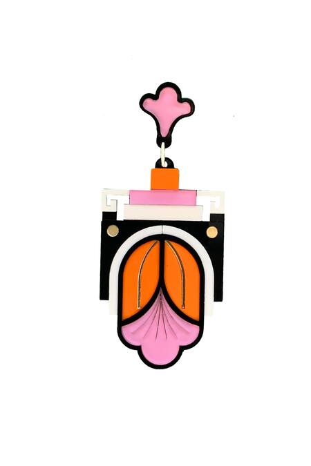 The YV Brand By Yashvi Vanani Orange The Ancient Tulip Dangler Earrings Online at Aza Fashions The YV Brand By Yashvi Vanani_Orange The Ancient Tulip Dangler Earrings_Online_at_Aza_Fashions