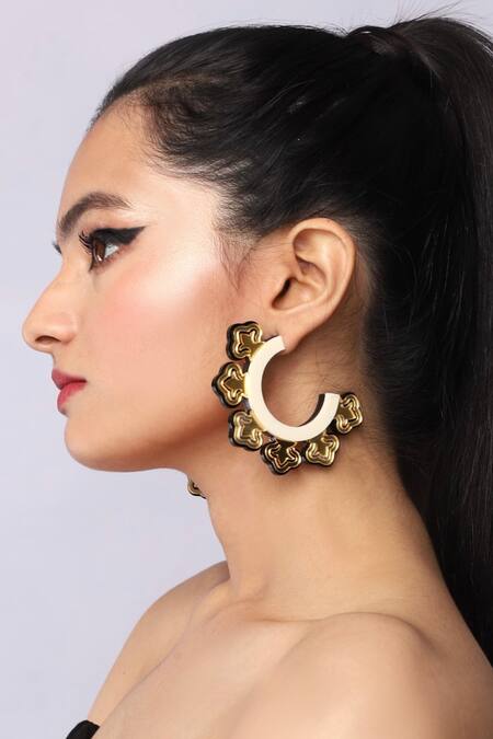 The YV Brand By Yashvi Vanani Gold Plated The Mandala Hoops Online at Aza Fashions The YV Brand By Yashvi Vanani_Gold Plated The Mandala Hoops_Online_at_Aza_Fashions