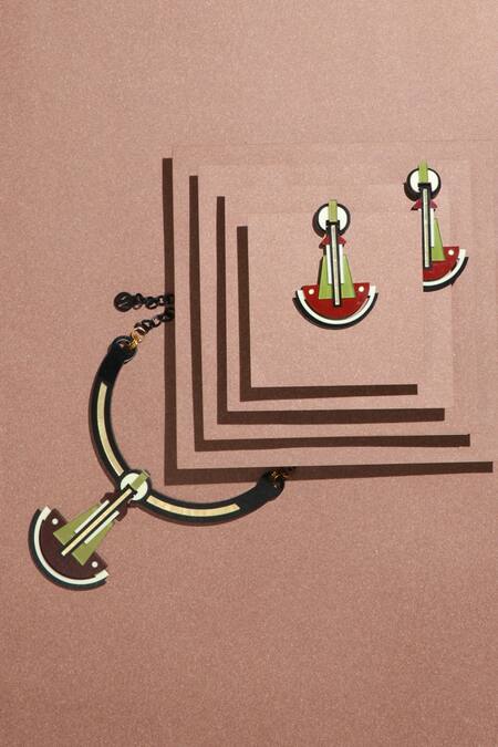 Buy_The YV Brand By Yashvi Vanani_Brown The Geo Pendulum Choker_Online_at_Aza_Fashions