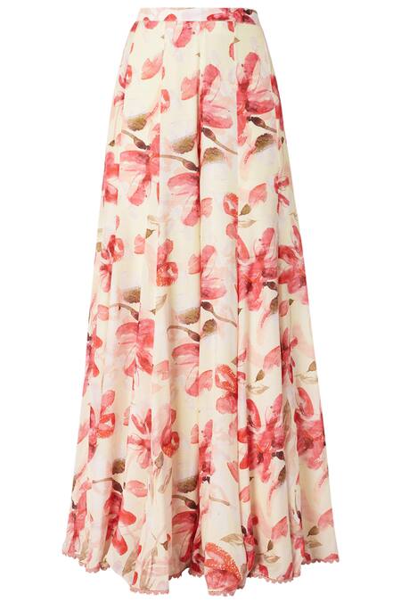 Devnaagri_Pink , Organza, Silk Satin, Mulmul Cape Embroidered And Palazzo Set_Online_at_Aza_Fashions