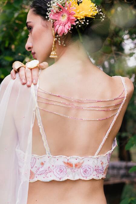 Buy Tarini Vij White Georgette And Net Cutdana & Sequin, Thread Square Embroidered Lehenga Set Online at Aza Fashions Buy_Tarini Vij_White Georgette And Net Cutdana & Sequin, Thread Square Embroidered Lehenga Set _Online_at_Aza_Fashions