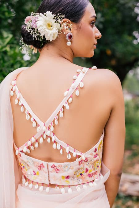 Tarini Vij Embroidered Pre-Pleated Saree With Blouse 