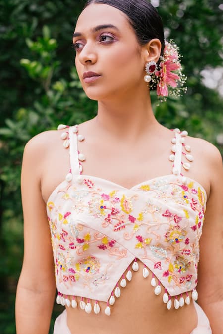 Buy Tarini Vij Pink Blouse Net Lining Satin Saree Soft Net Embroidered Pre-pleated With Online at Aza Fashions Buy_Tarini Vij_Pink Blouse Net Lining Satin Saree Soft Net Embroidered Pre-pleated With _Online_at_Aza_Fashions