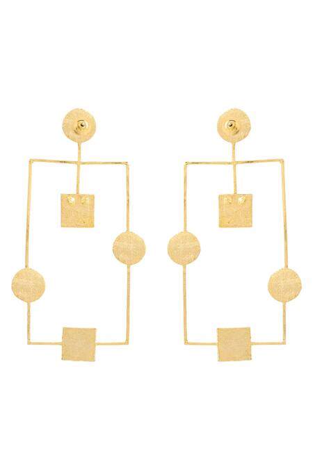 Zohra Gold Plated Geometric Hammered Earrings Online at Aza Fashions Zohra_Gold Plated Geometric Hammered Earrings _Online_at_Aza_Fashions