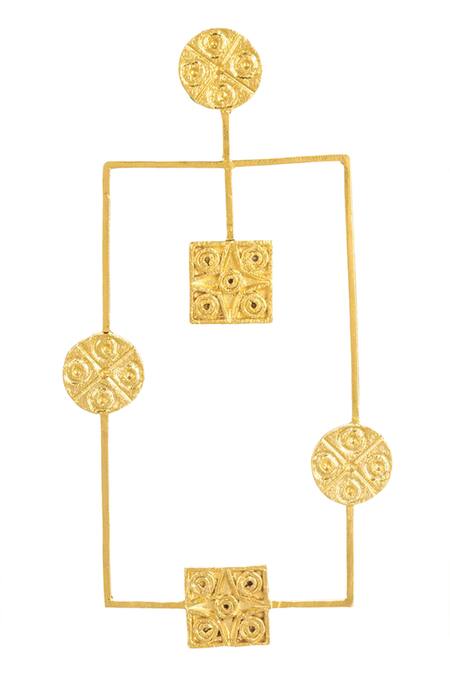 Buy Zohra Gold Plated Geometric Hammered Earrings Online at Aza Fashions Buy_Zohra_Gold Plated Geometric Hammered Earrings _Online_at_Aza_Fashions
