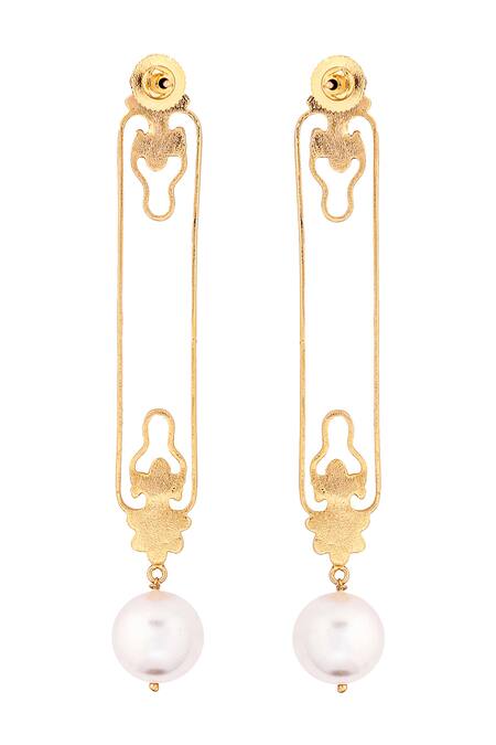 Zohra Gold Plated Beads Floral Earrings Online at Aza Fashions Zohra_Gold Plated Beads Floral Earrings _Online_at_Aza_Fashions