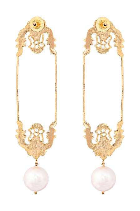 Zohra_Gold Plated Beads Floral Earrings _Online_at_Aza_Fashions
