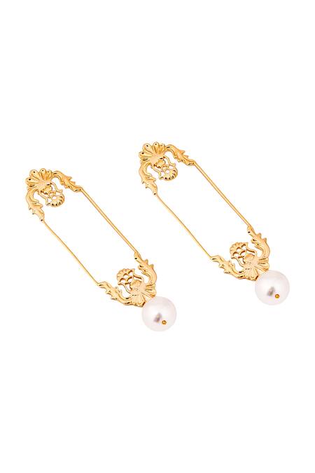 Buy_Zohra_Gold Plated Beads Floral Earrings _Online_at_Aza_Fashions