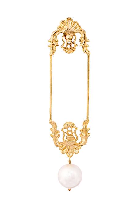 Shop_Zohra_Gold Plated Beads Floral Earrings _Online_at_Aza_Fashions