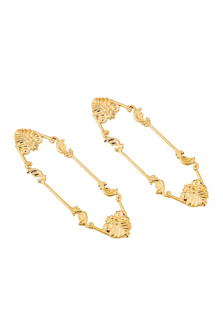 Shop_Zohra_Gold Plated Floral Earrings _Online_at_Aza_Fashions