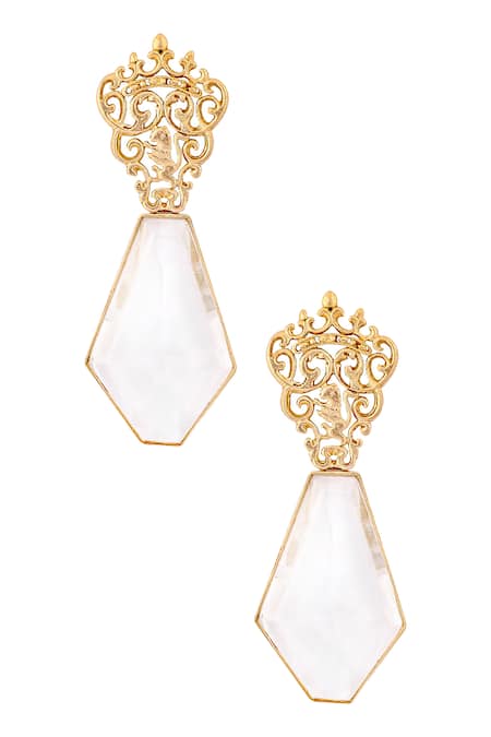 Zohra Gold Stone Drop Earrings 