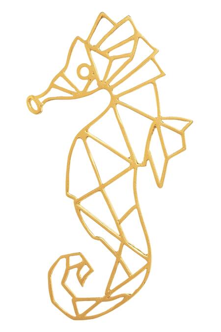 Zohra Gold Plated Sea Horse Carved Earrings Online at Aza Fashions Zohra_Gold Plated Sea Horse Carved Earrings _Online_at_Aza_Fashions