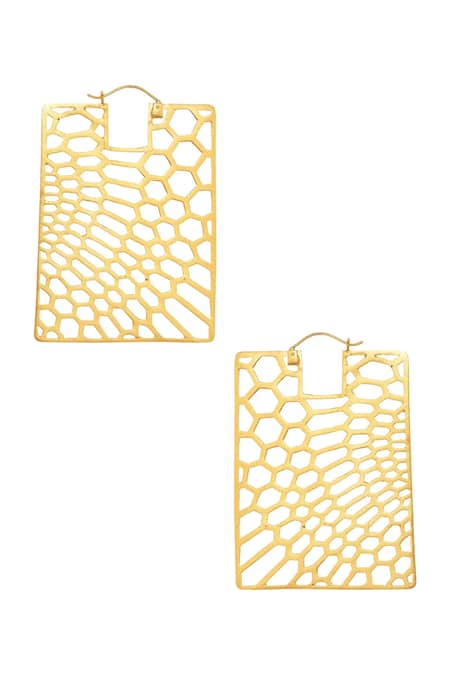 Zohra Gold Plated Geometric Cutwork Earrings