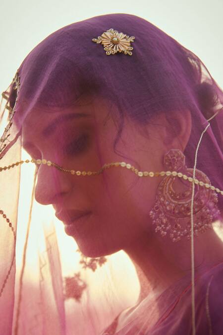 Shop_Rajiramniq_Purple , Organza, Tissue Round Kurta Set _Online_at_Aza_Fashions