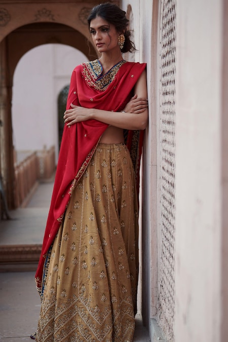 Dark Purple Sequin Embroidered Lehenga Set With Blouse And Dupatta - Hijab  Online