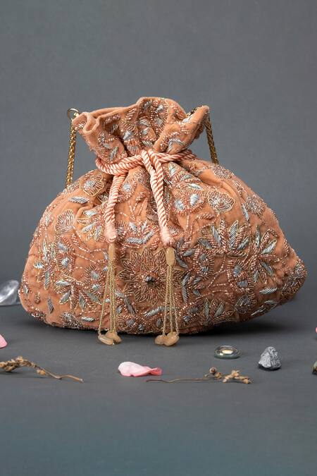 Eena Pink Embellished Potli Bag Online at Aza Fashions Eena_Pink Embellished Potli Bag _Online_at_Aza_Fashions