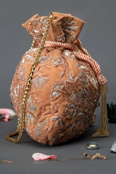 Buy Eena Pink Embellished Potli Bag Online at Aza Fashions Buy_Eena_Pink Embellished Potli Bag _Online_at_Aza_Fashions