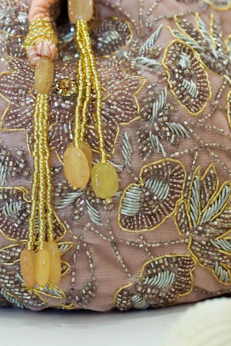 Buy Eena Pink Embroidery, Beads, Sequins Embellished Potli Bag Online at Aza Fashions Buy_Eena_Pink Embroidery, Beads, Sequins Embellished Potli Bag _Online_at_Aza_Fashions