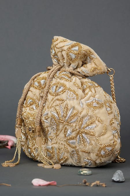 Buy Eena Gold Embellished Potli Bag Online at Aza Fashions Buy_Eena_Gold Embellished Potli Bag _Online_at_Aza_Fashions