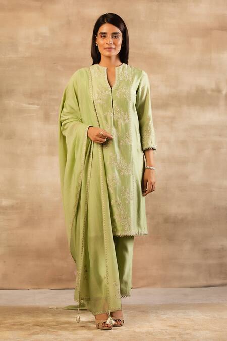 Sana Barreja Green Chanderi Silk Round Kurta Set Online at Aza Fashions Sana Barreja_Green Chanderi Silk Round Kurta Set _Online_at_Aza_Fashions