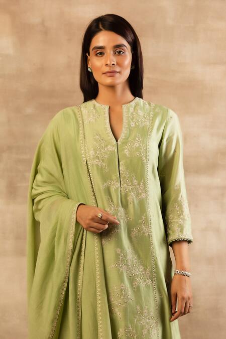 Buy Sana Barreja Green Chanderi Silk Round Kurta Set Online at Aza Fashions Buy_Sana Barreja_Green Chanderi Silk Round Kurta Set _Online_at_Aza_Fashions