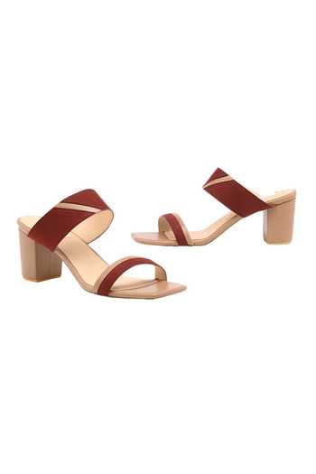Shop Oceedee Red Zarina Handcrafted Block Heels at Aza Fashions Shop_Oceedee_Red Zarina Handcrafted Block Heels_at_Aza_Fashions