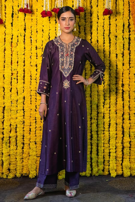 Label Niti Bothra Embroidered Kurta & Palazzo Set 