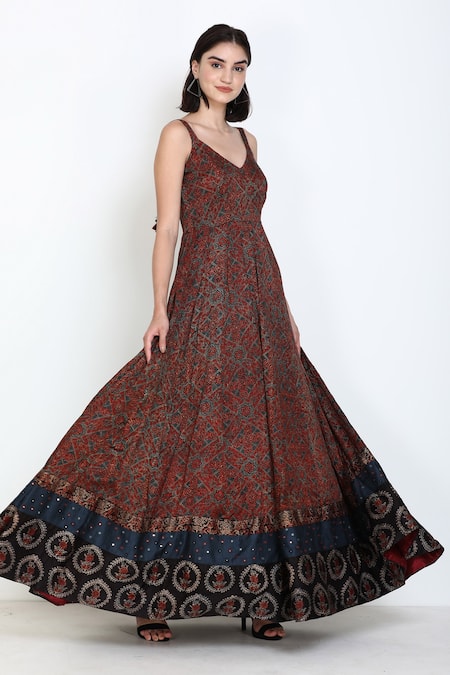 Zariya The Label Ajrakh Print Gown 