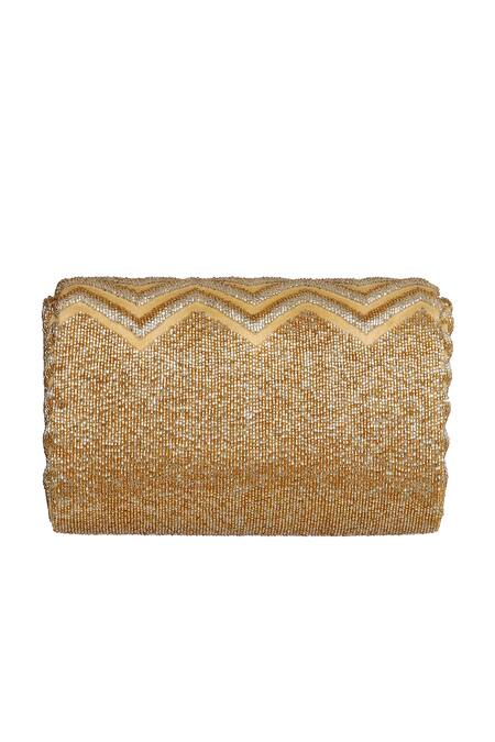 Buy_Lovetobag_Gold Crystals Zena Flapover Embellished Clutch _Online_at_Aza_Fashions