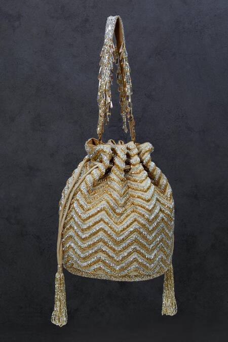 Lovetobag_Gold Embroidered Zena Potli Bag_Online_at_Aza_Fashions