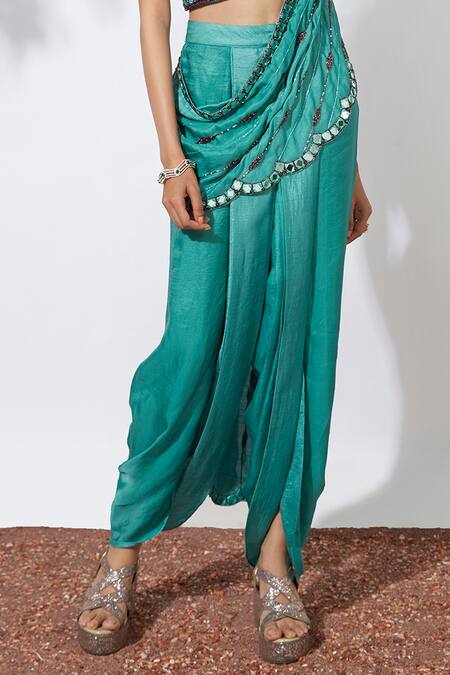 Shop Mehak Murpana Blue Net, Crepe Sweetheart Neck Embellished Pant Saree Online at Aza Fashions Shop_Mehak Murpana_Blue Net, Crepe Sweetheart Neck Embellished Pant Saree _Online_at_Aza_Fashions