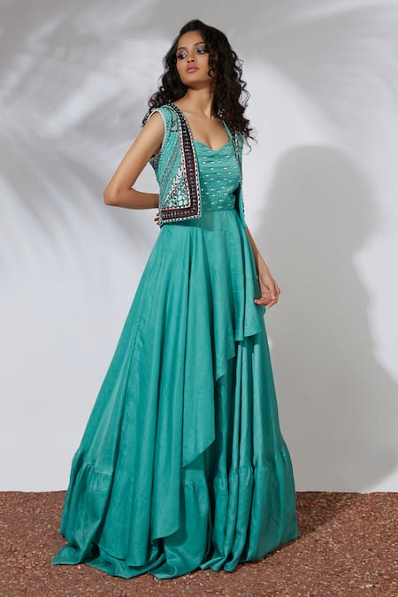 Mehak Murpana Embroidered Jacket & Layered Gown 