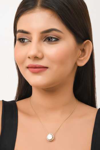 Zeeya Luxury Jewellery_Gold Plated Semi Precious Stones Pendant Necklace_Online_at_Aza_Fashions