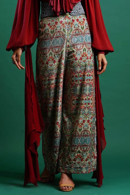 Buy_Nidhi Yasha_Multi Color Viscose Printed Pants  _Online_at_Aza_Fashions