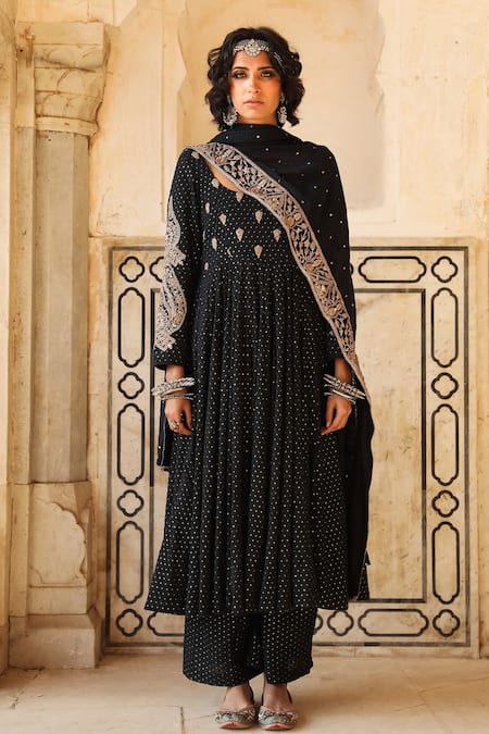 Buy Gulabo Jaipur Black Cotton Kasab, Dabka Work, Zardozi Scoop Zohra Embroidered Anarkali Set Online at Aza Fashions Buy_Gulabo Jaipur_Black Cotton Kasab, Dabka Work, Zardozi Scoop Zohra Embroidered Anarkali Set _Online_at_Aza_Fashions