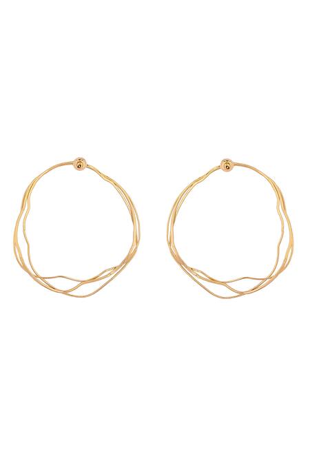 Zohra_Gold Plated Handcrafted Bent Hoops _Online_at_Aza_Fashions