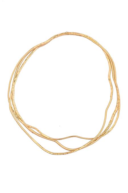 Shop_Zohra_Gold Plated Handcrafted Bent Hoops _Online_at_Aza_Fashions