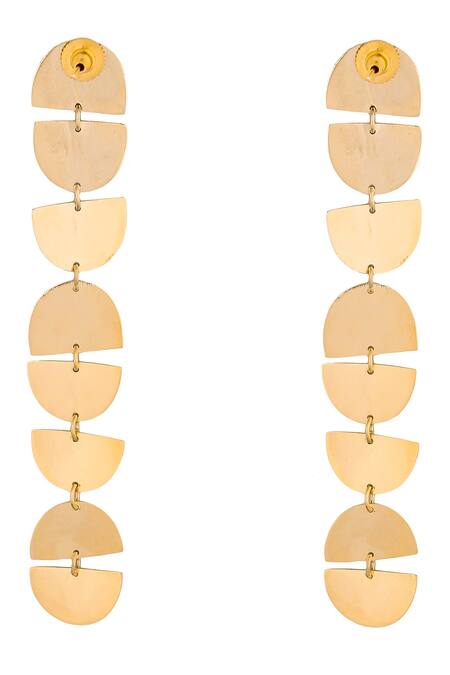 Zohra Gold Plated Tiered Geometric Long Earrings Online at Aza Fashions Zohra_Gold Plated Tiered Geometric Long Earrings _Online_at_Aza_Fashions
