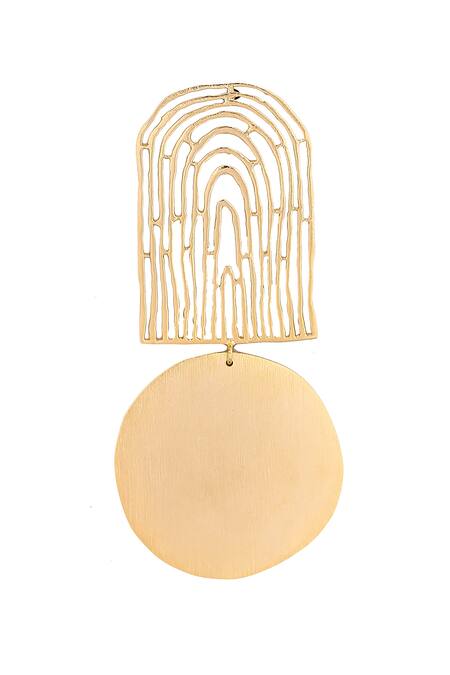 Shop_Zohra_Gold Plated Cut Work Handcrafted Geometric Danglers _Online_at_Aza_Fashions