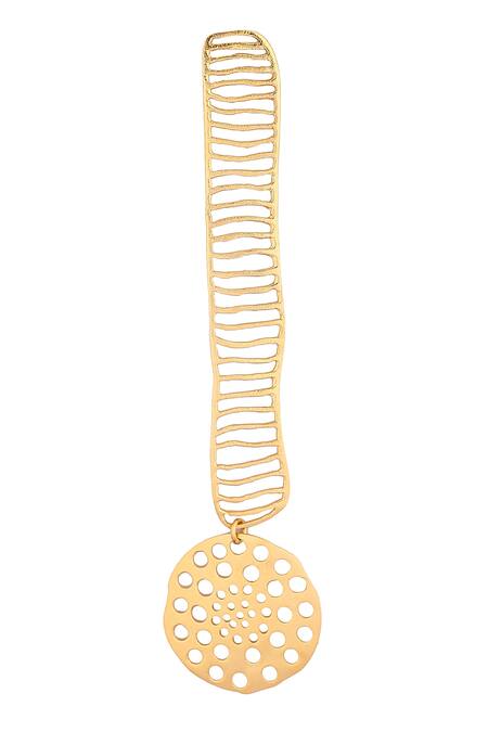 Buy_Zohra_Gold Plated Cut Work Geometric Danglers _Online_at_Aza_Fashions