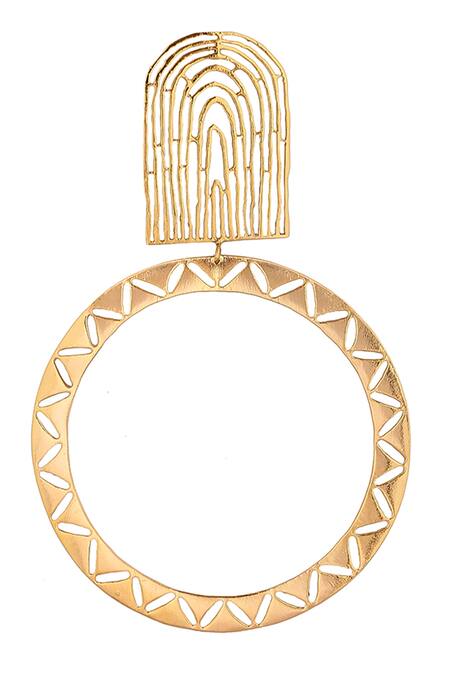Buy_Zohra_Gold Plated Cut Work Hoop Danglers _Online_at_Aza_Fashions