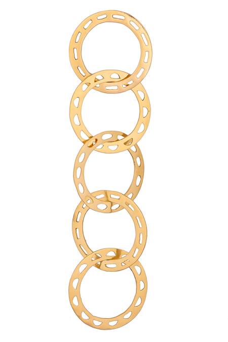 Shop_Zohra_Gold Plated Cut Work Tiered Link Long Earrings _Online_at_Aza_Fashions